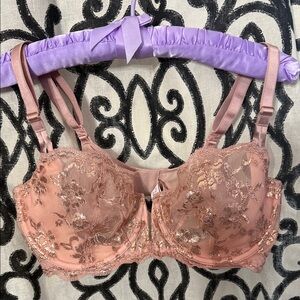 NWT 36DD Victoria's Secret Dream Angels Push-up No Padding Lace Bra Rose Gold